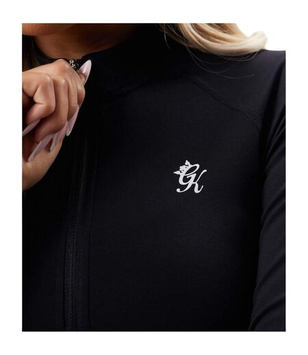 Womens/ladies Heathered Full Zip Raglan Jacket Black Gym King