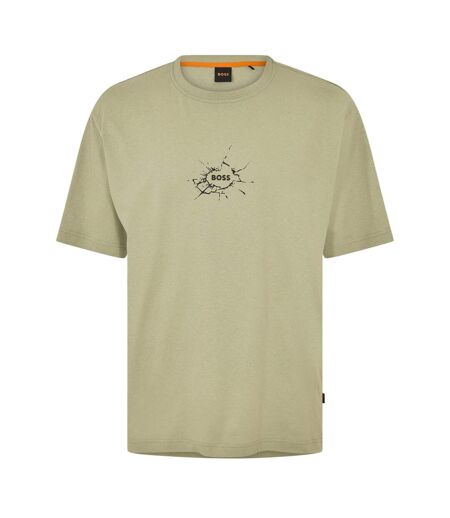 Mens Logo Cotton Crew Neck T-shirt Green Boss