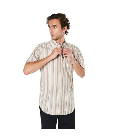 Mens variegated stripe oxford short-sleeved shirt natural Maine