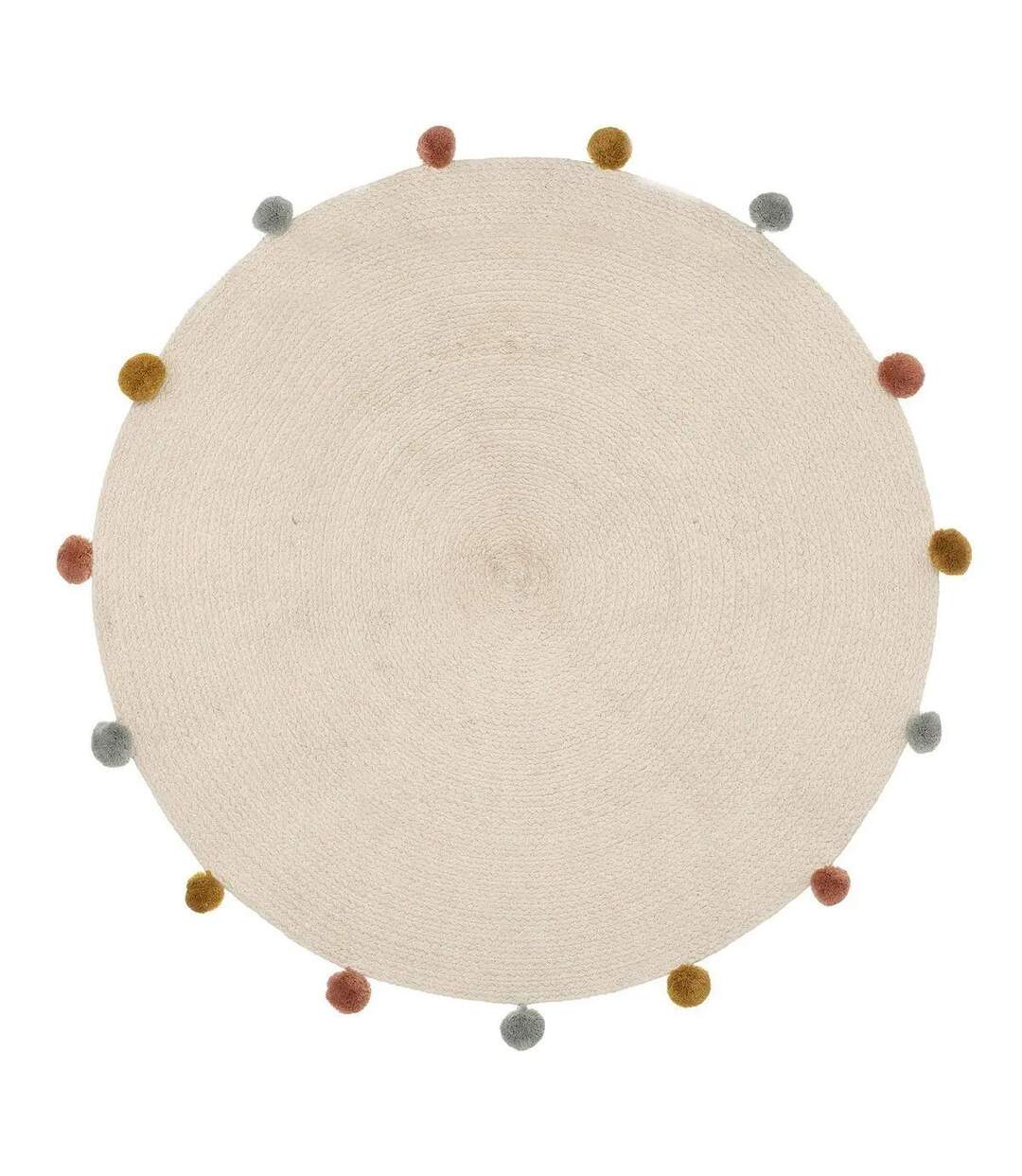 Tapis Enfant Pompons Arlequin 90cm Beige-1