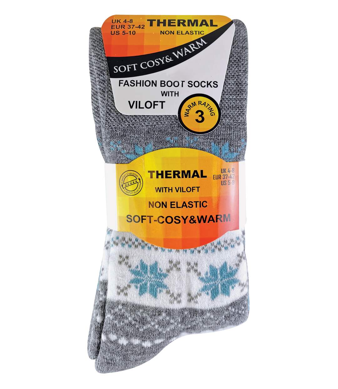 3 Pr Chaussettes Thermiques Motif sans Élastique-2