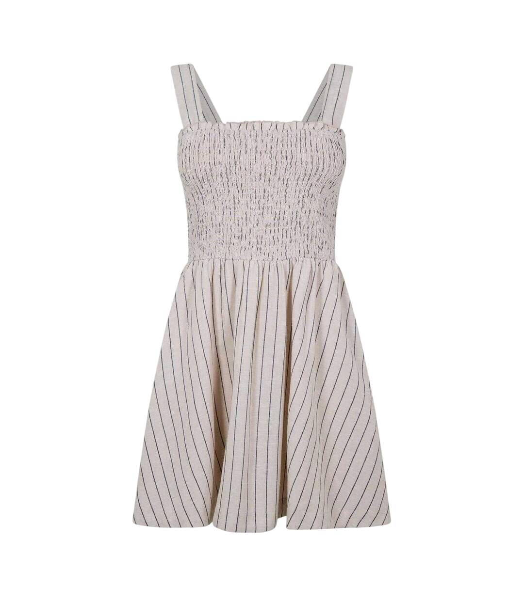 Womens/ladies Striped Shirred Skater Dress Natural Jack Wills-2
