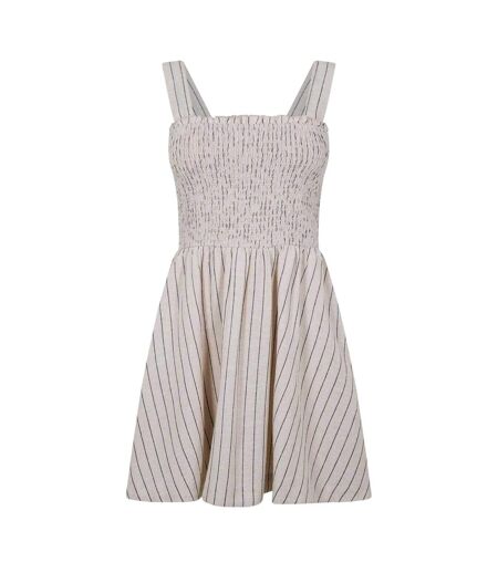 Womens/ladies Striped Shirred Skater Dress Natural Jack Wills