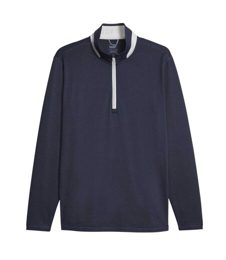 Mens Quarter Zip Jumper Navy Ash Grey Puma