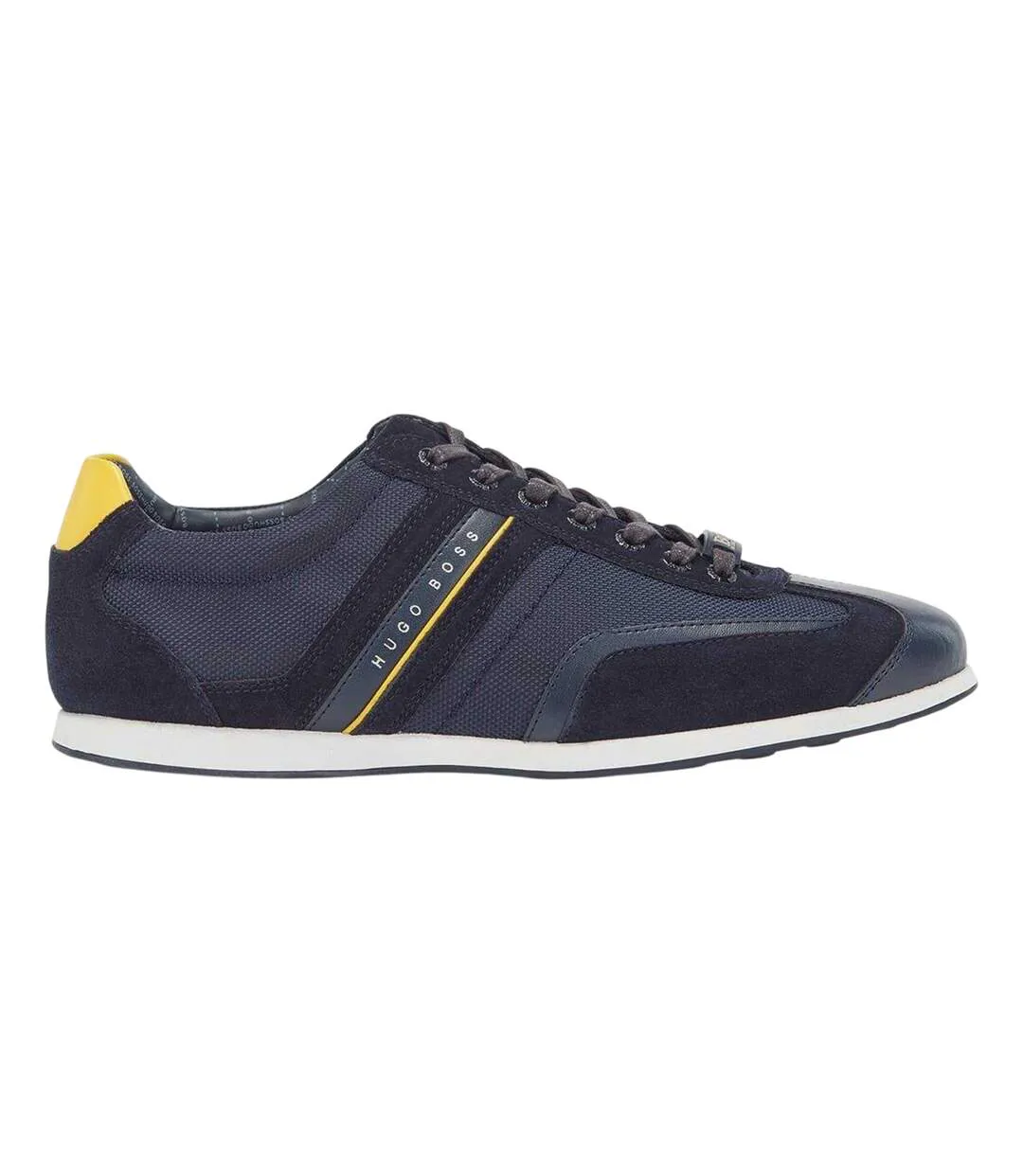 Mens Stiven Leather Lace Up Trainers Navy Hugo Boss-3