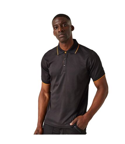 Mens navigate short-sleeved polo shirt black/orange pop Regatta