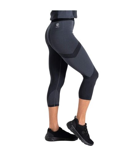Womens/ladies In The Zone Ii Panel 3/4 Leggings Black Black Dare 2B