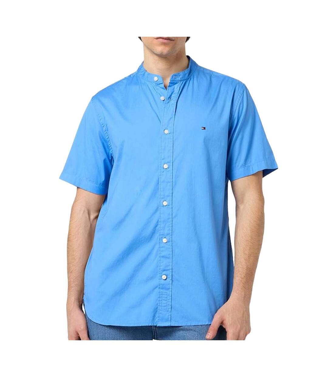 Chemisette Bleu Homme Tommy Hilfiger Flex Poplin Mao - L