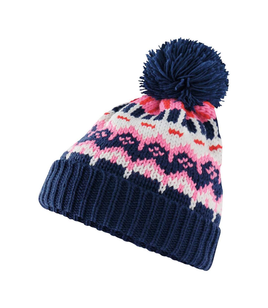 Bonnet Ski Motif/style Rétro Adulte Bleu Marine Blanc Beechfield-2