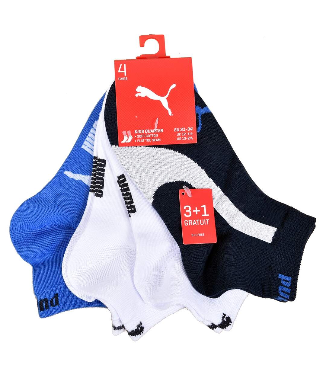 Chaussettes Enfant PUMA Socquettes Tiges 2 Tiers QUARTER Pack de 4 Paires 663 QUARTER