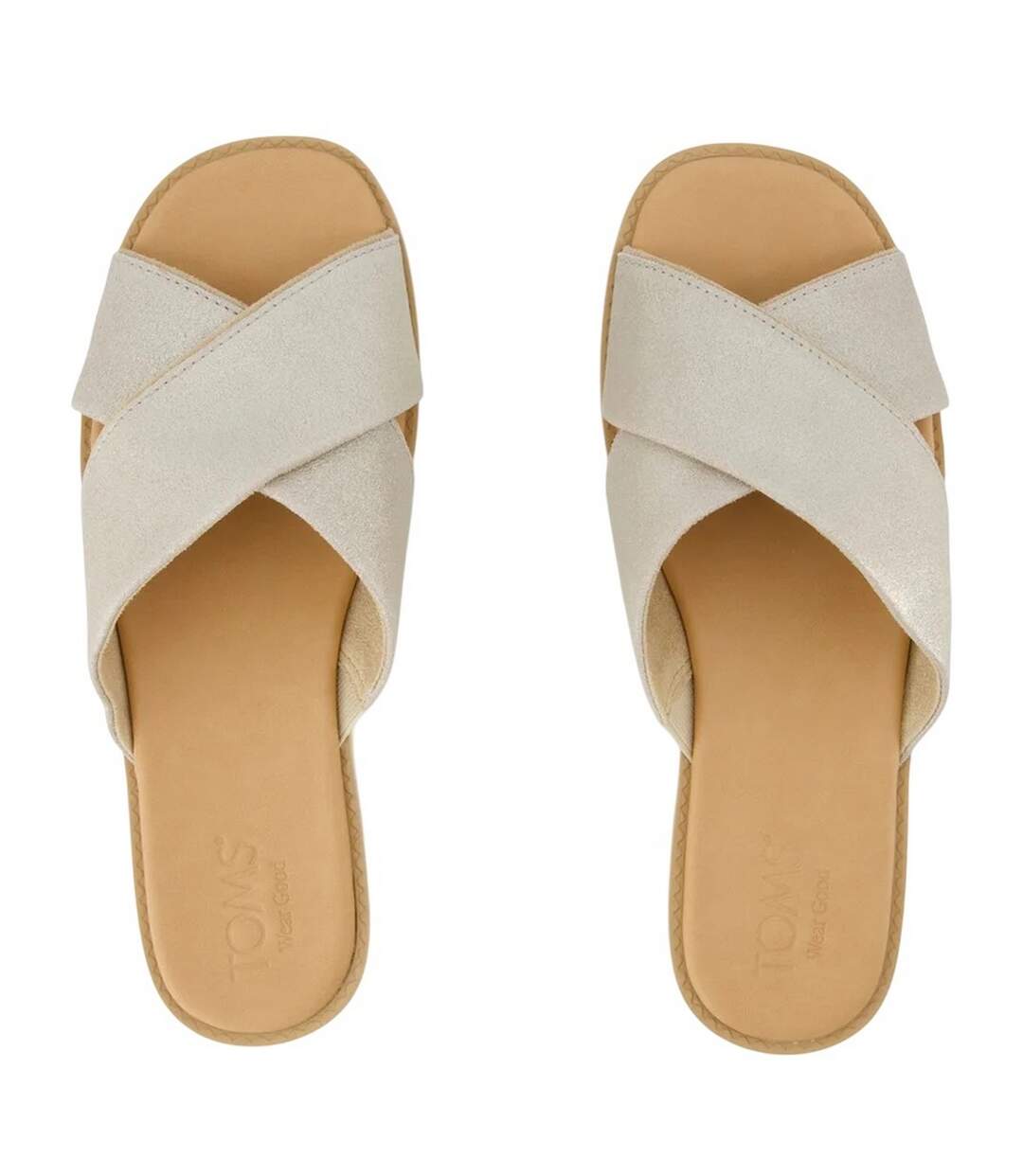 Womens/ladies Mae Crossover Vegan Sandals Champagne Toms-4