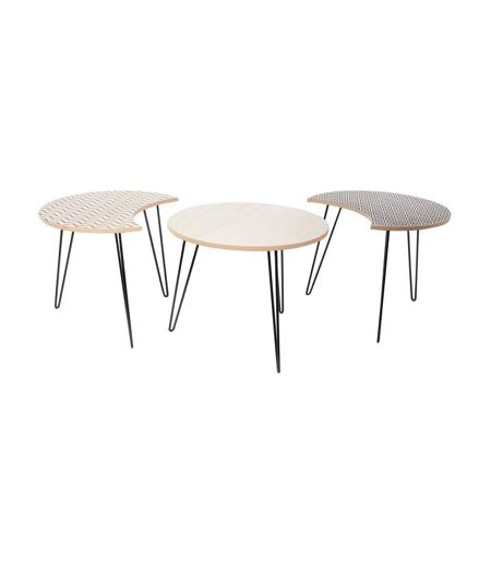 Table gigogne pieds fils (Lot de 3) Beige et blanc
