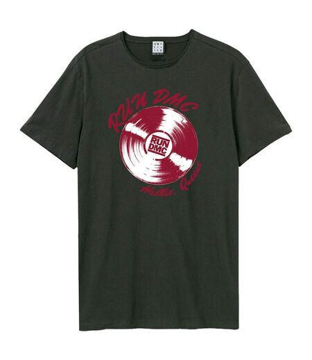T-shirt Motif/style Run Dmc Record Adulte Charbon Amplified