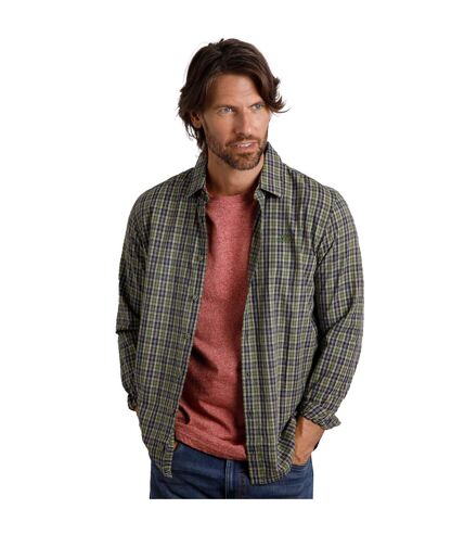 Mens lando checked long-sleeved shirt olive green Weird Fish