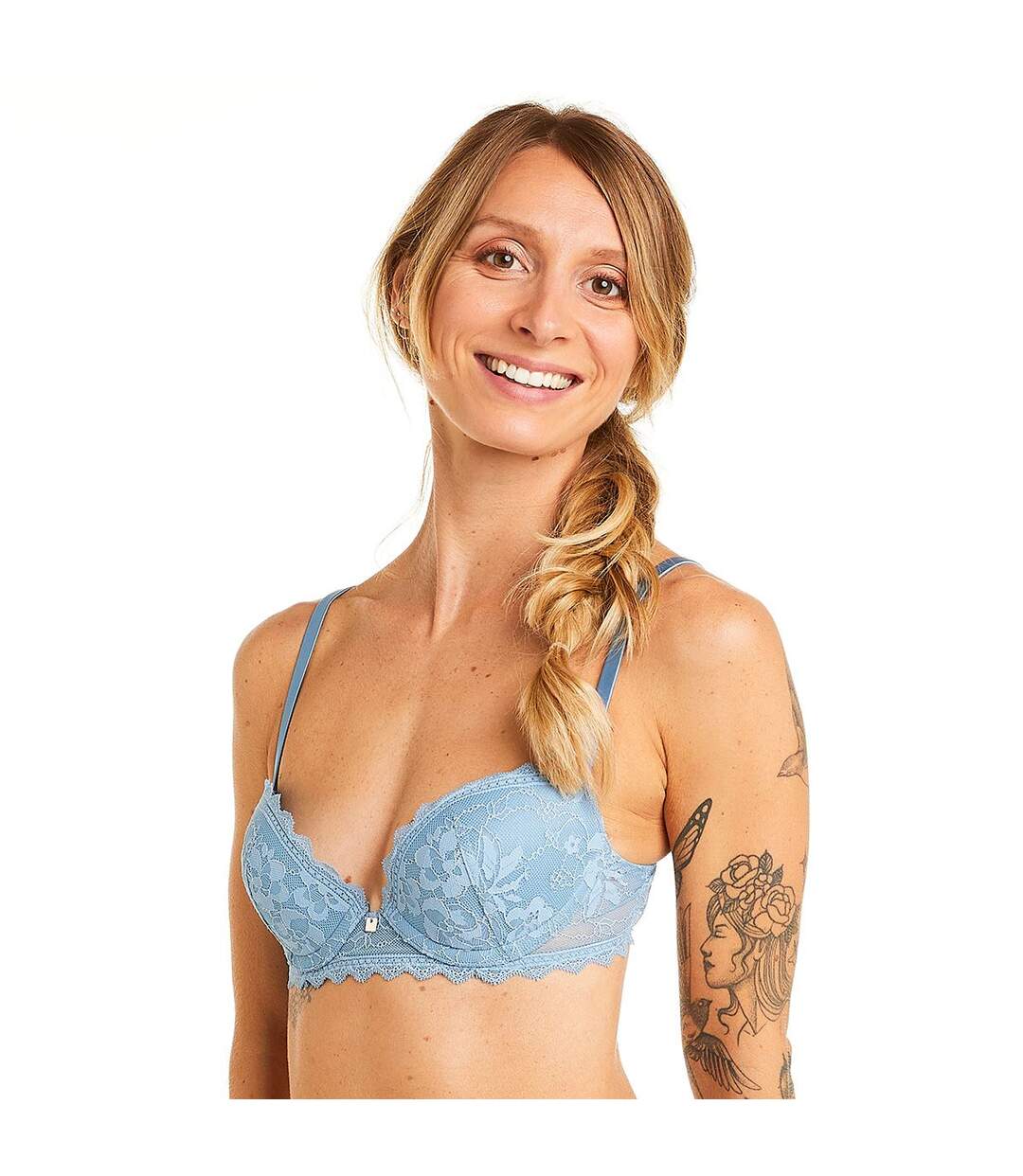 Soutien-gorge coque moulée push-up bleu Siwa