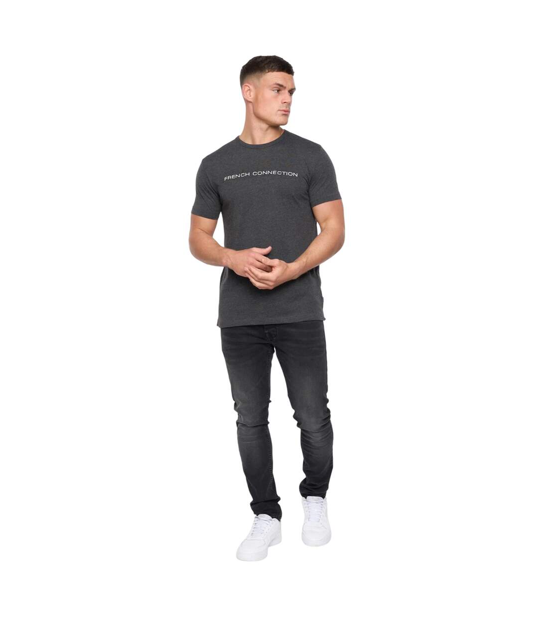 Mens logo t-shirt charcoal melange/white French Connection-3