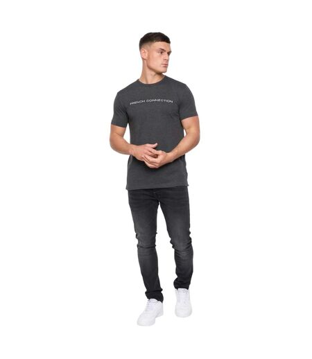 Mens logo t-shirt charcoal melange/white French Connection