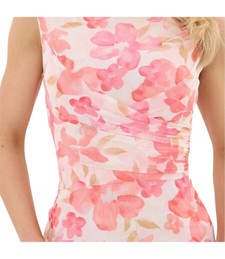 Womens/ladies Floral All-over Print Maxi Dress Pink White I Saw It First