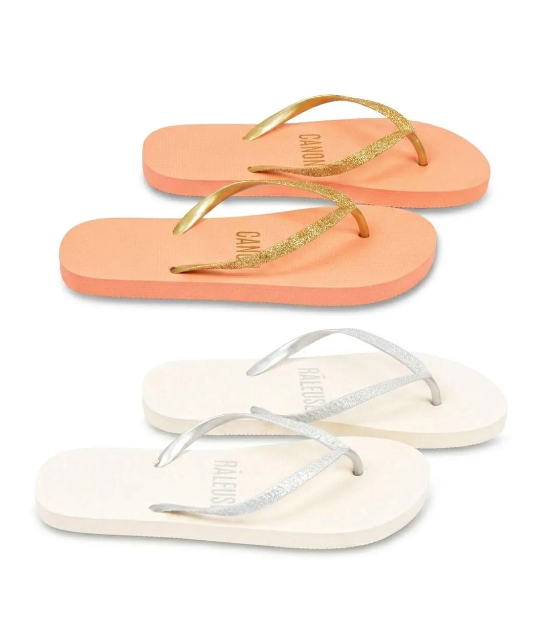 OZABI Pack 2 Paires Tongs Femme Glitter Message Humour-1