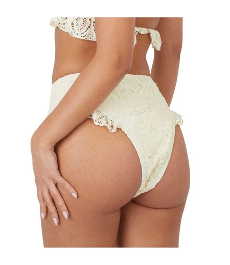 Womens/ladies Crochet Panel High Waist Bikini Bottoms Yellow Brave Soul
