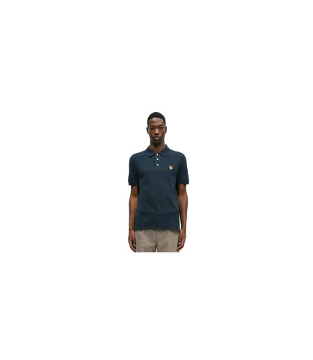 Mens Fox Short-sleeved Polo Shirt Classic Navy Blue Maison Kitsuné