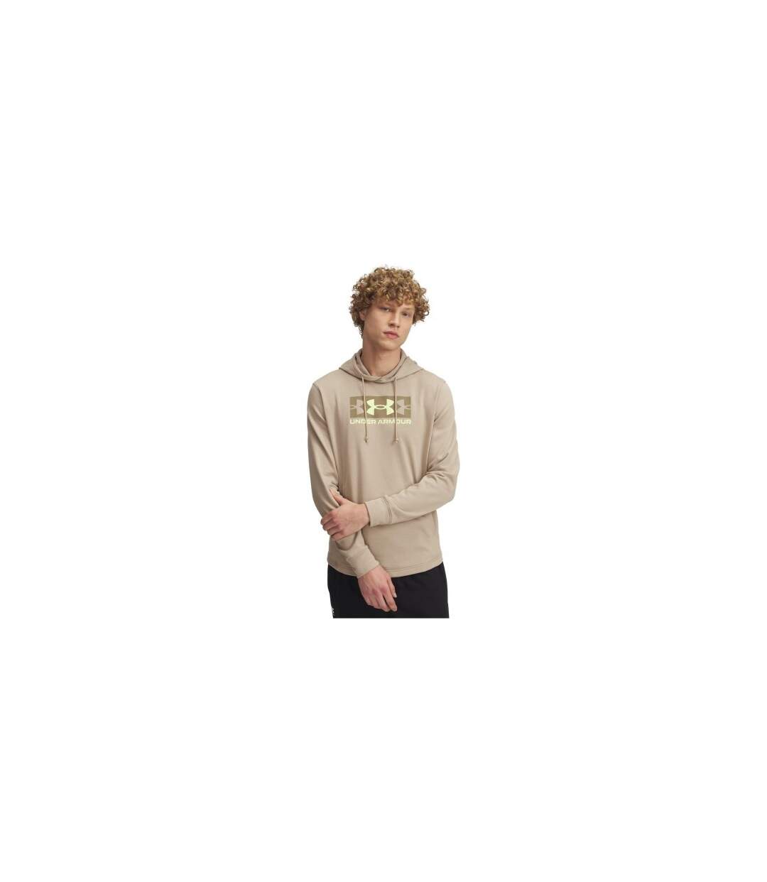 Mens Rival Logo French Terry Hoodie Brown Under Armour-1