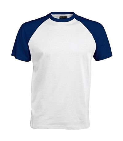 Kariban Mens Short Sleeve Baseball T-Shirt (White/Royal) - UTRW705