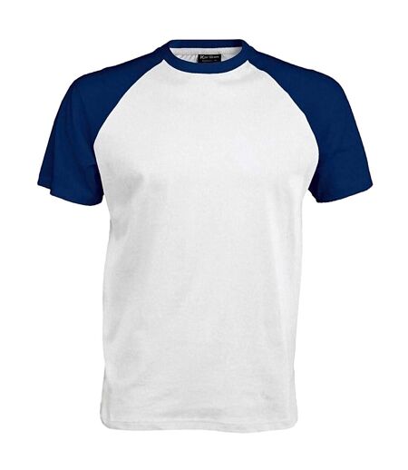 Kariban Mens Short Sleeve Baseball T-Shirt (White/Royal)