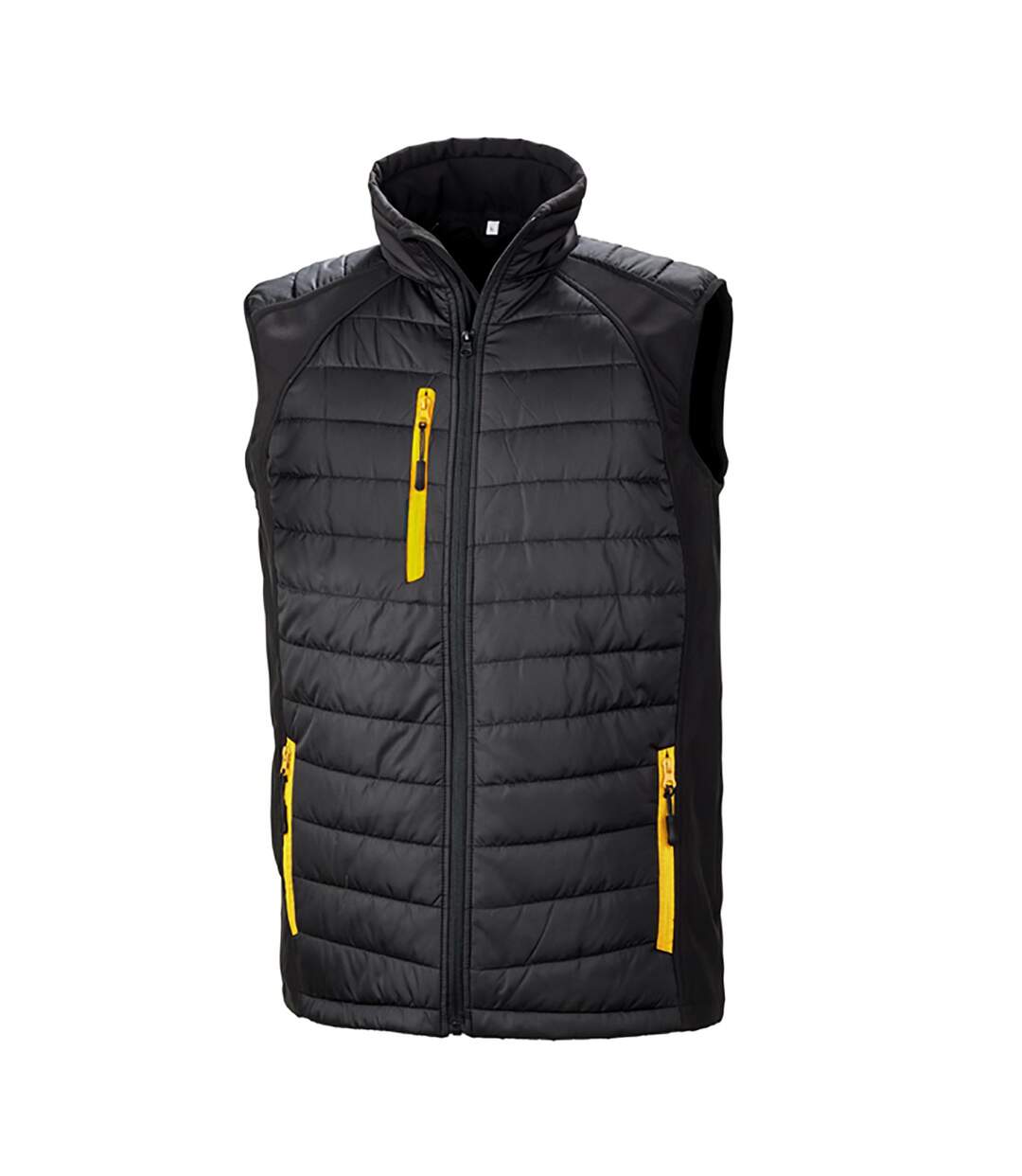 Unisex adult compass softshell gilet black/yellow Result-1