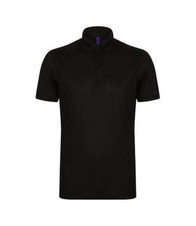 Henbury Mens Stretch Microfine Pique Polo Shirt (Black) - UTPC2951