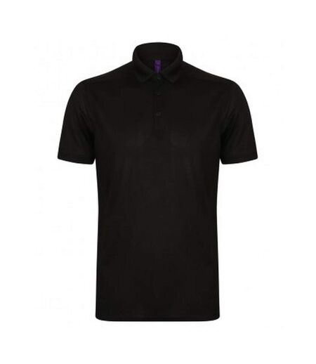 Henbury Mens Stretch Microfine Pique Polo Shirt (Black) - UTPC2951