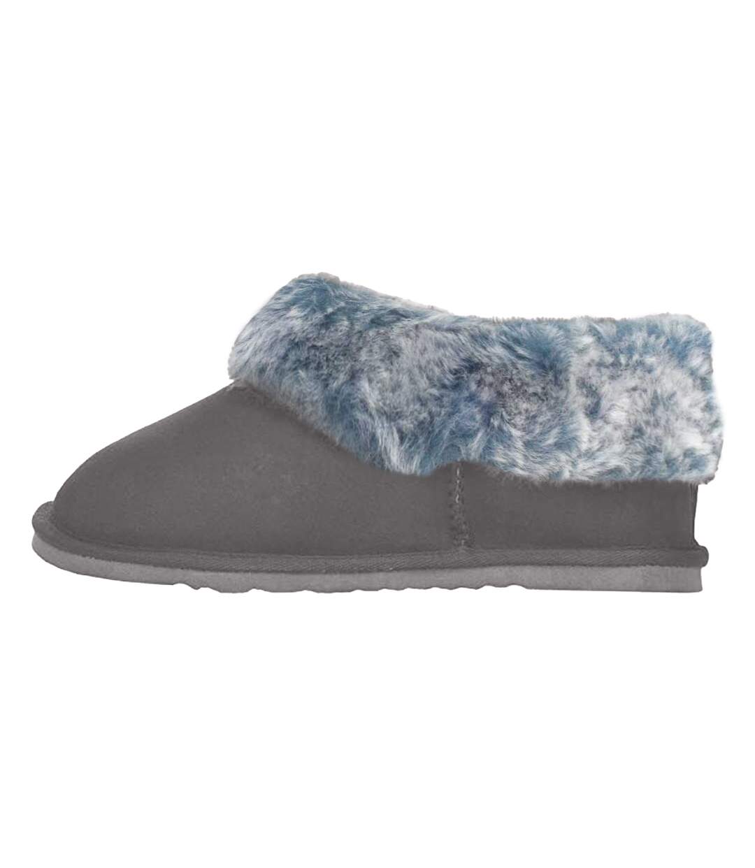 Leather womens/ladies sheepskin lined slipper boots denim tipped Eastern Counties-2
