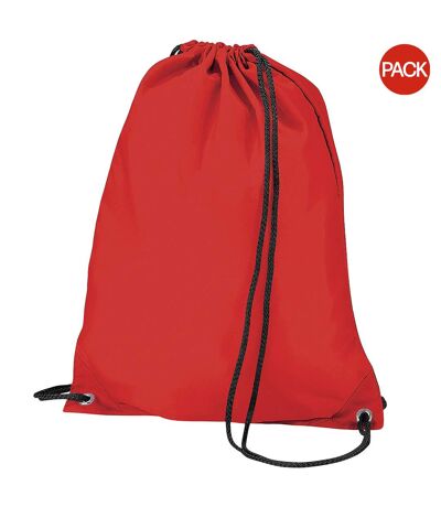Lot De 2  Budget Sac De Gym Résistant À L´eau Avec Cordon De Serrage 11 Litres Taille Unique Rouge Bagbase