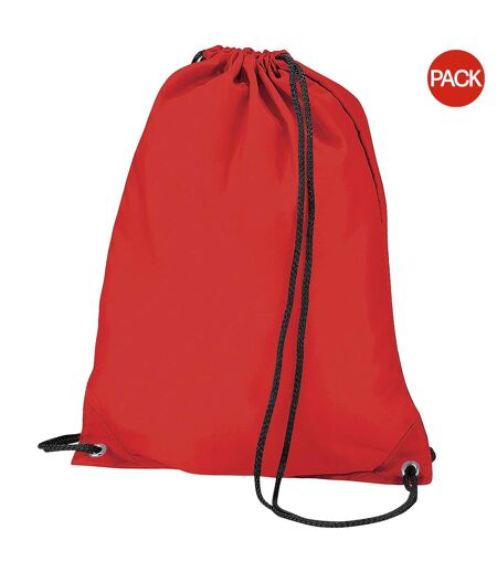 Lot De 2  Budget Sac De Gym Résistant À L´eau Avec Cordon De Serrage 11 Litres Taille Unique Rouge Bagbase