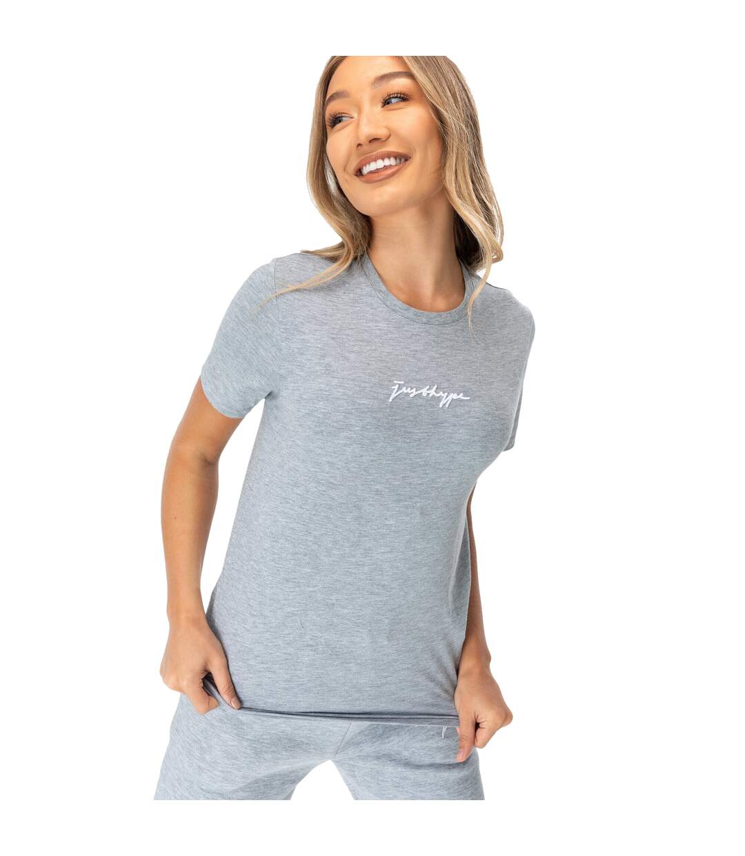 Womens/ladies scribble t-shirt grey Hype