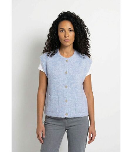 Gilet sans manches boutons dorés maille bouclette