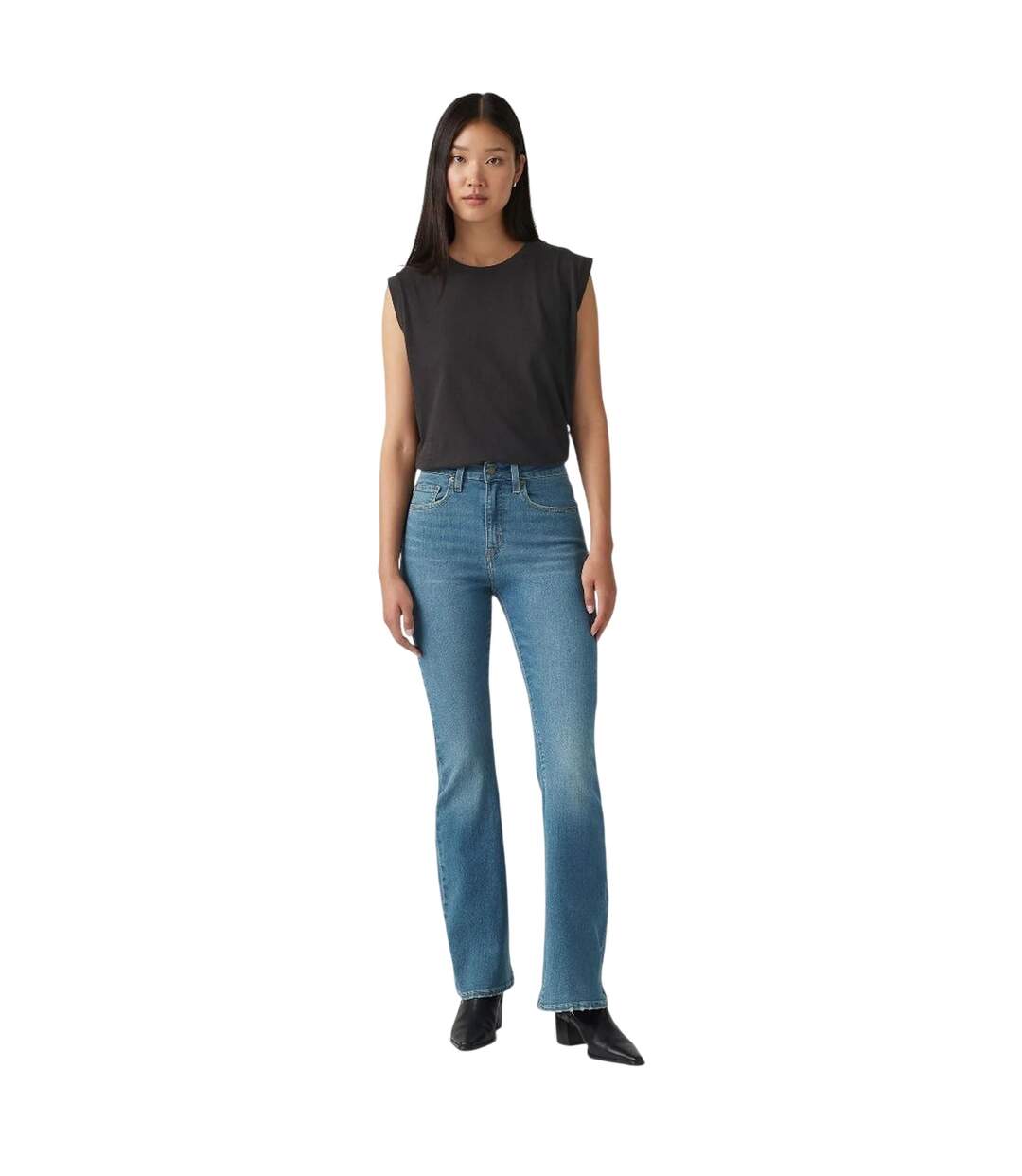Womens/ladies High Rise Flared Jeans Light Blue Levis-4