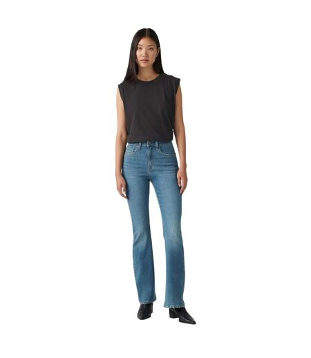 Womens/ladies High Rise Flared Jeans Light Blue Levis