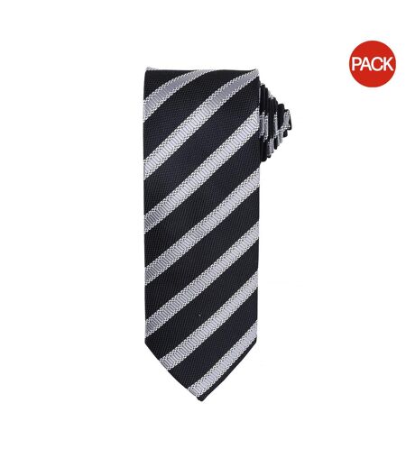 Lot De 2  Cravate Rayée Et Gaufrée Homme Taille Unique Noir Gris Foncé Premier