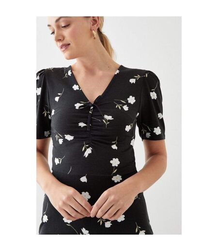 Dorothy Perkins Womens/Ladies Floral Ruched Front Tall Mini Dress (Black) - UTDP1898