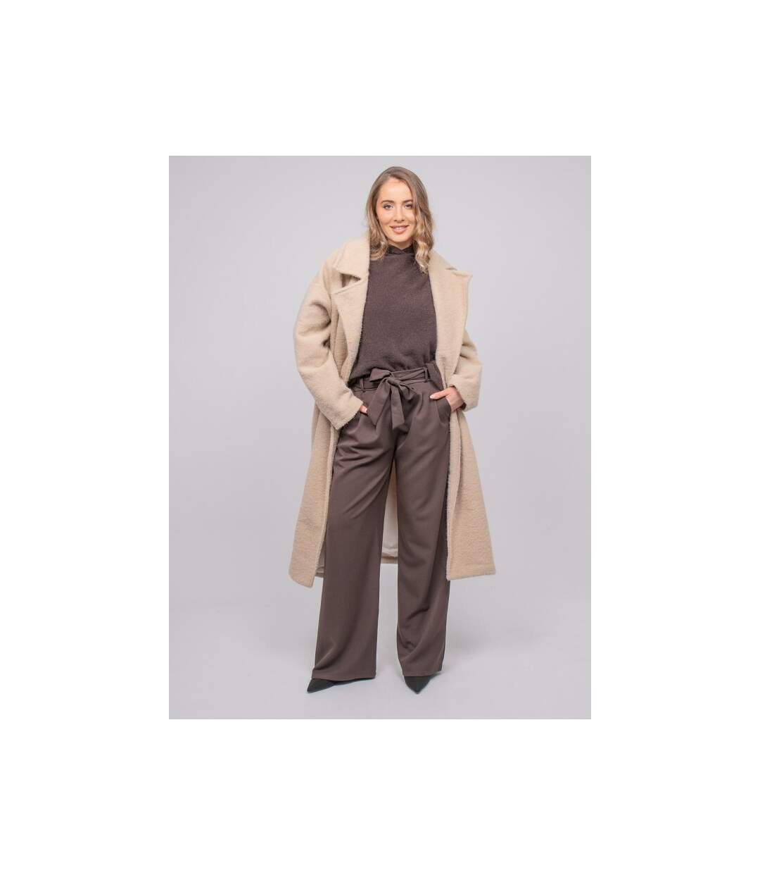 Manteau long oversize maille bouclée UVEN - Dona X Lisa-4