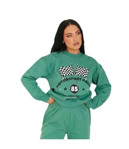 Sweat Motif/style Imprimé Graphique Femme Vert Missy Empire