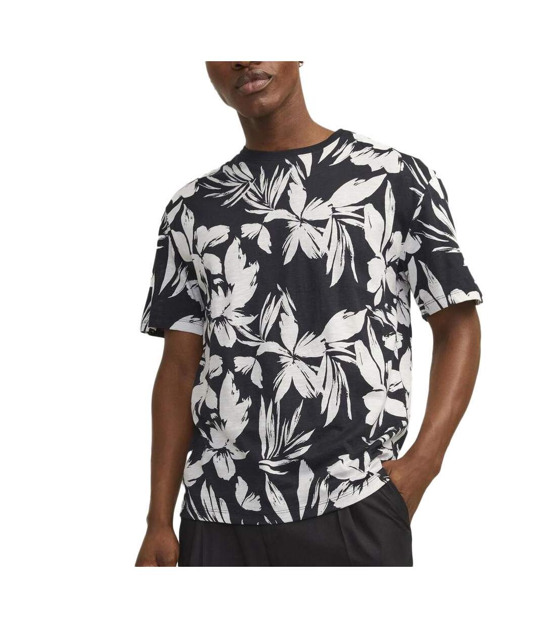 T-shirt noir/blanc homme jack & jones jeff - l-1