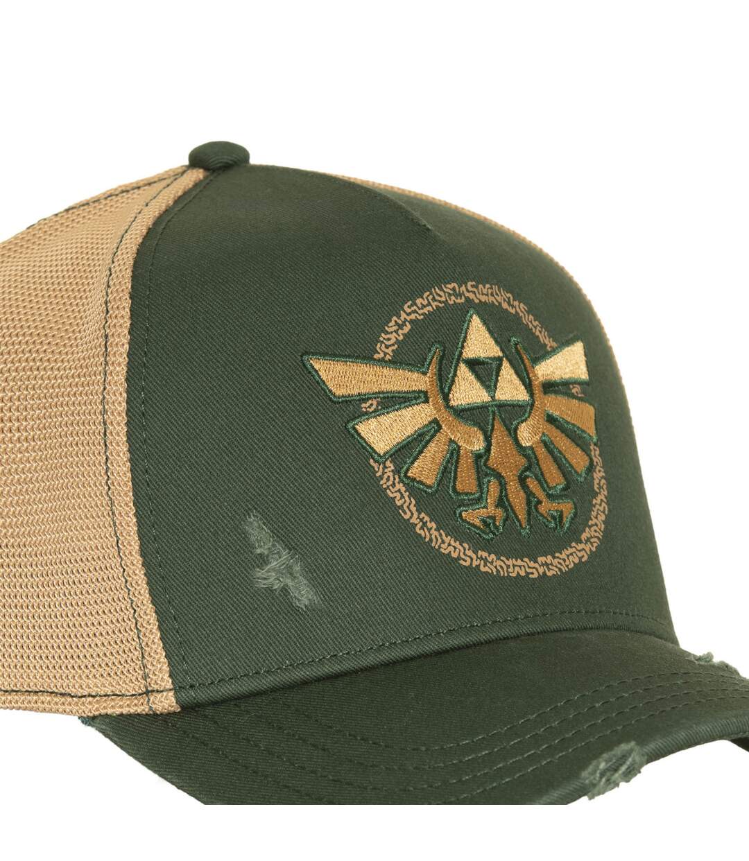 Casquette trucker premium effet usé avec filet et patch Zelda Link Capslab-3
