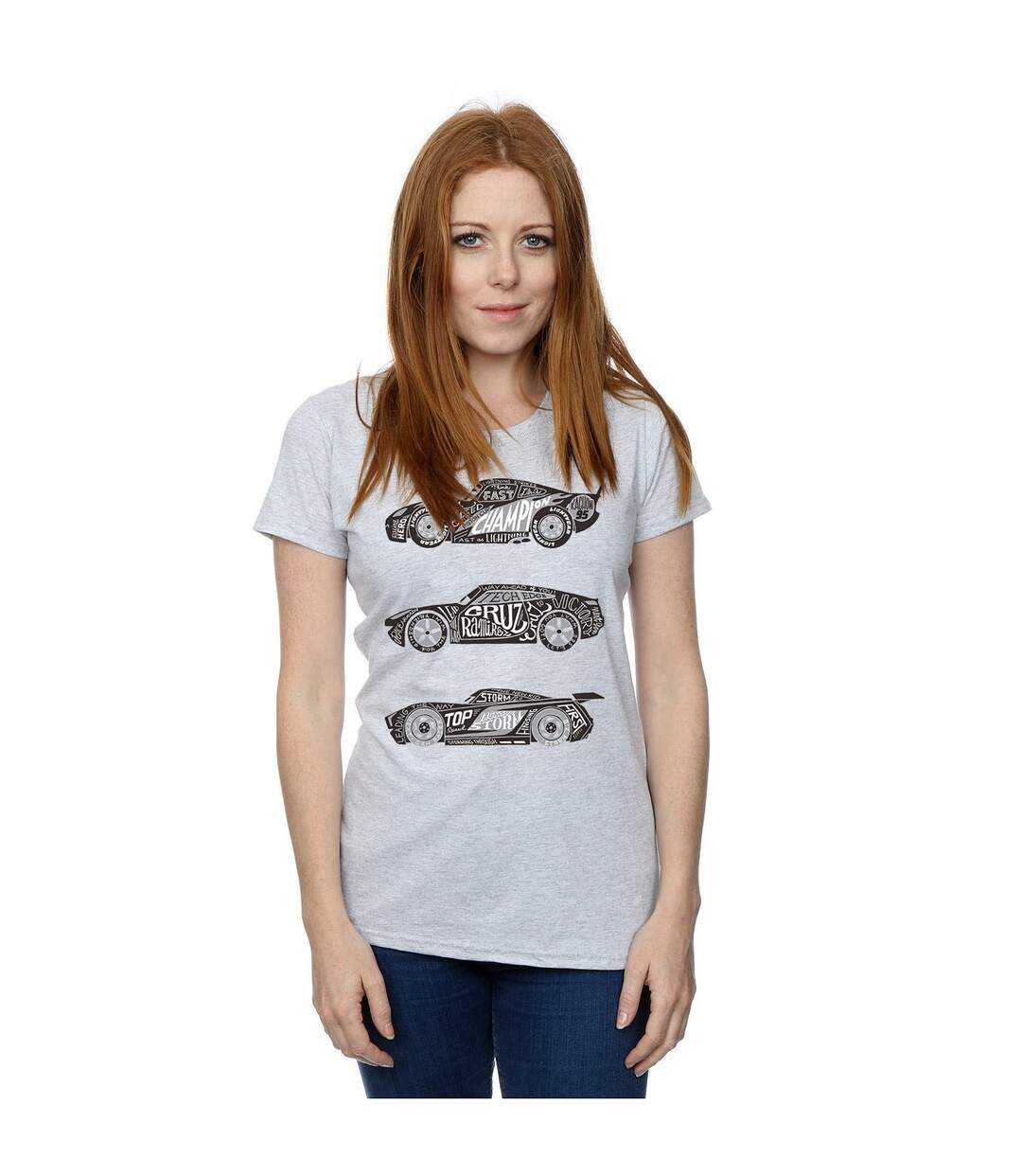 Disney - T-shirt CARS TEXT RACERS - Femme (Gris chiné) - UTBI13953-2