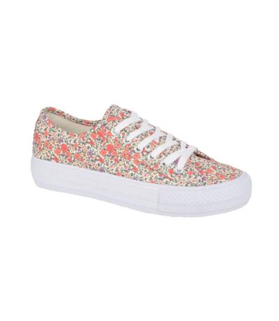 Womens/ladies floral trainers beige Rdek