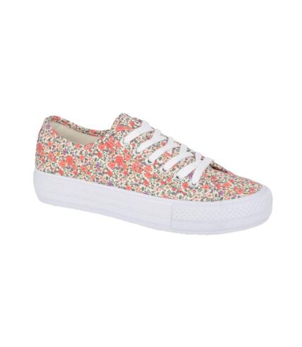 Womens/ladies floral trainers beige Rdek