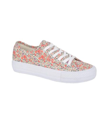 Womens/ladies floral trainers beige Rdek