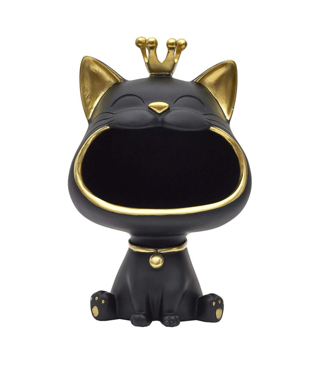 Vide-Poche Statue Chat 25cm Noir-2