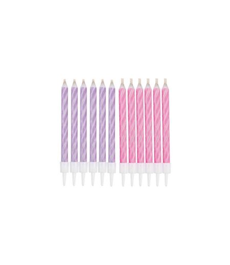 Lot de 12 Bougies d'Anniversaire Magiques 6cm Rose & Violet